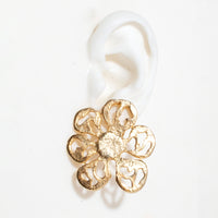 LARGE GOLDEN DAISY CLIP EARRING