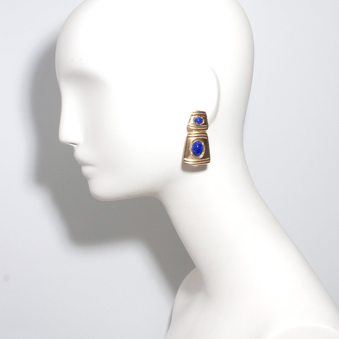 GOLD AND LAPIS HINGE EARRINGS