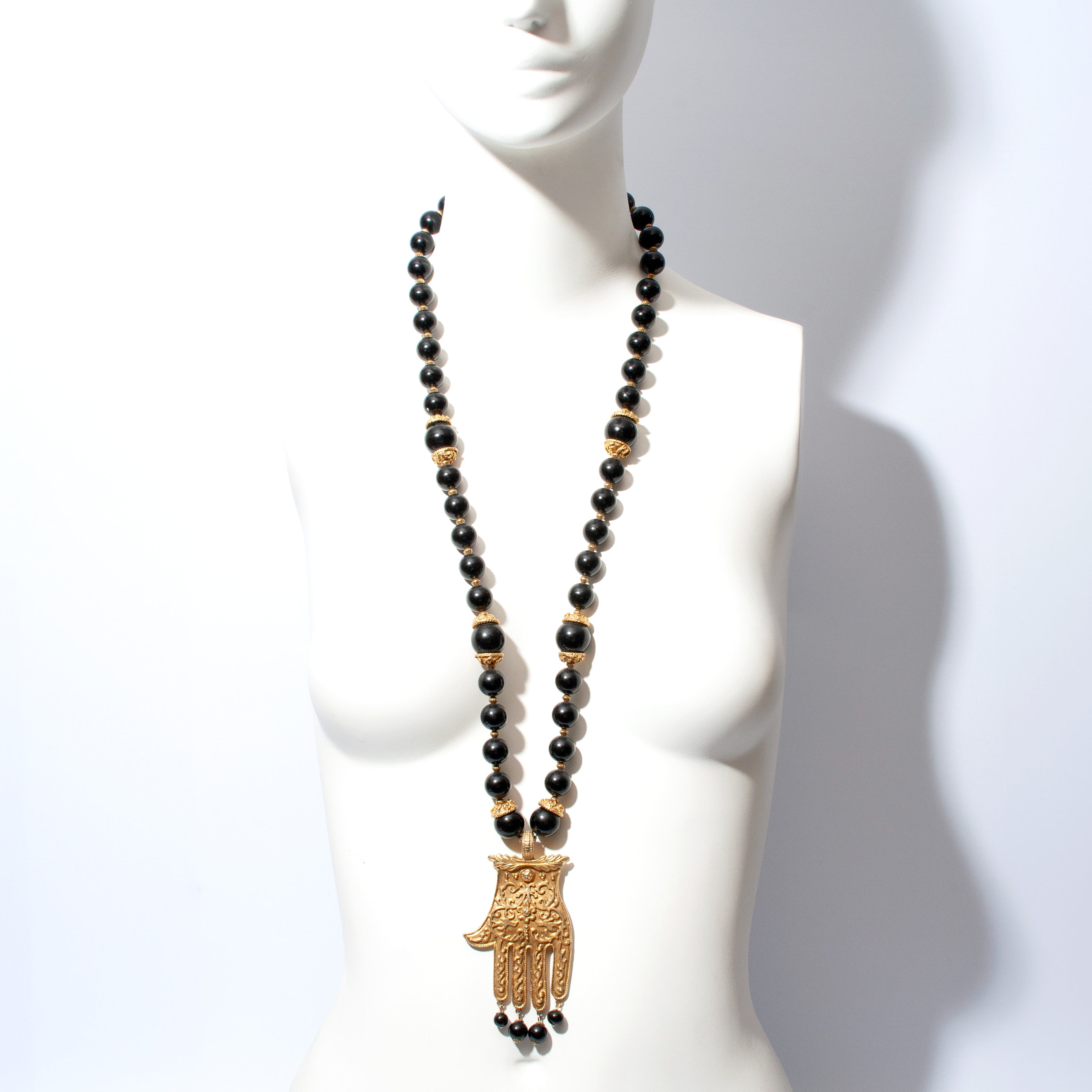 HAMSA HAND BEADED PENDANT// KJL KENNETH JAY LANE// CASTLECLIFF