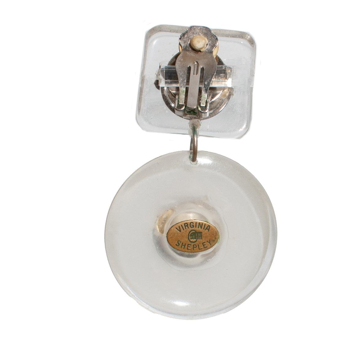 VIRGINIA SHELPEY LUCITE MEDALLION EARRINGS