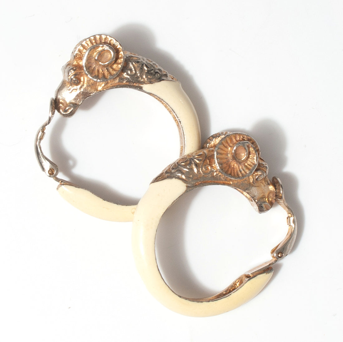 ARIES RAM HEAD ENAMEL HOOP EARRING