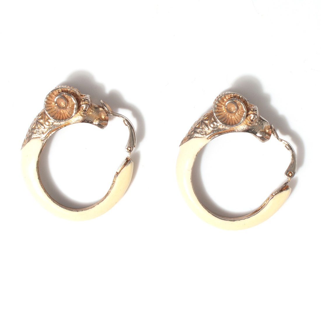 ARIES RAM HEAD ENAMEL HOOP EARRING