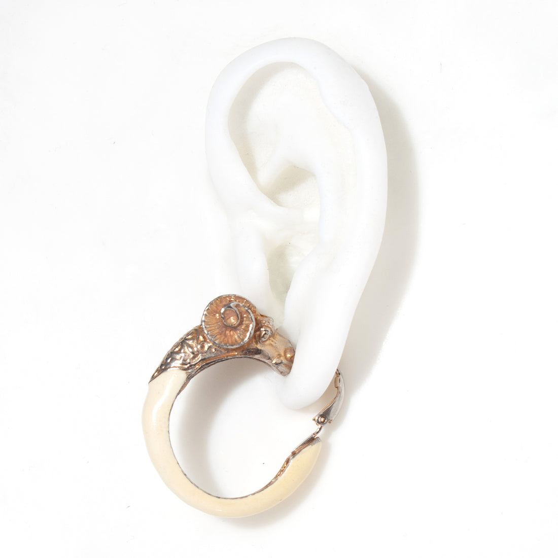 ARIES RAM HEAD ENAMEL HOOP EARRING