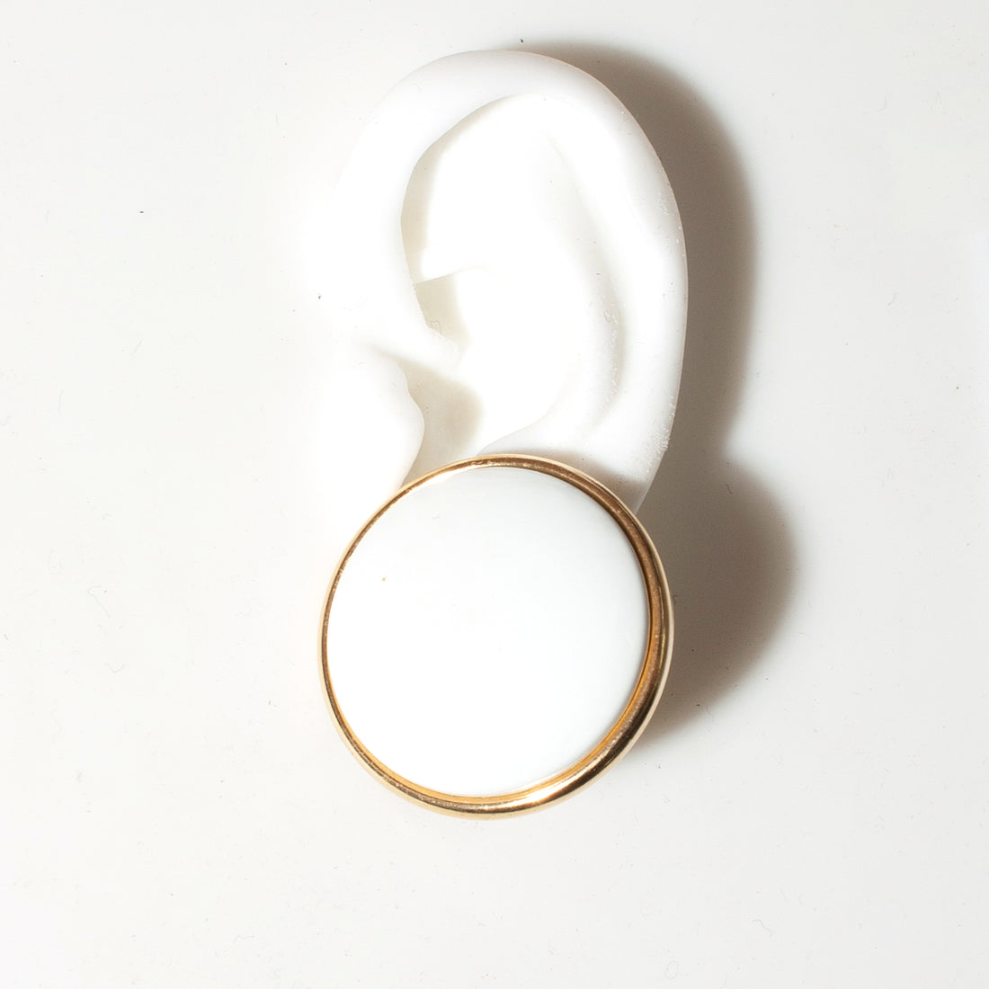 OVERSIZED WHITE CAB BUTTON EARRING