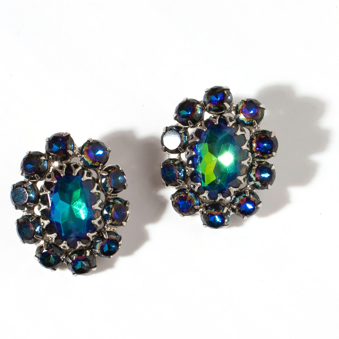 BLUE RHINESTONE CLUSTER EARRING