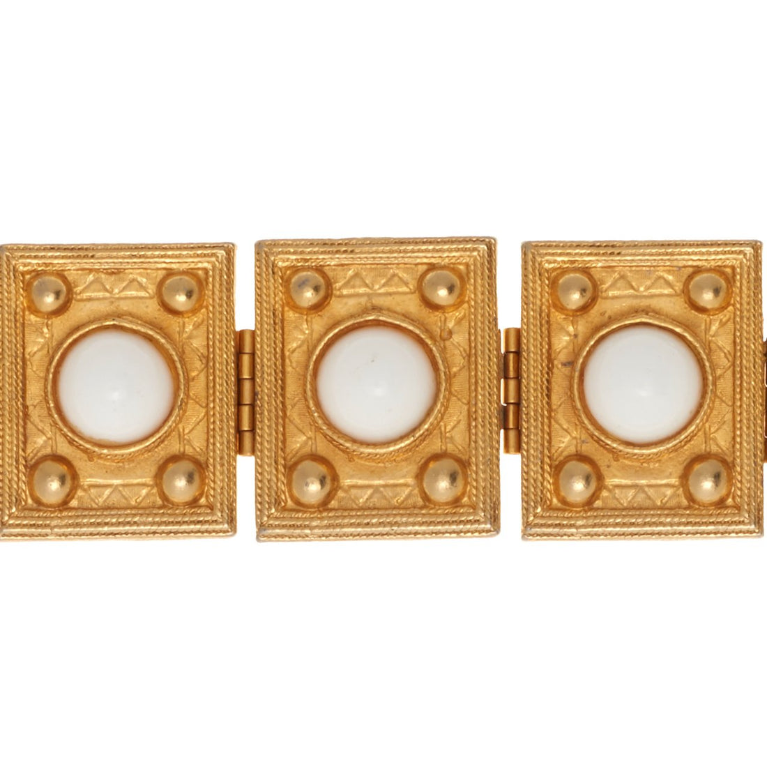 ACCESSOCRAFT WIDE WHITE DOT BRACELET