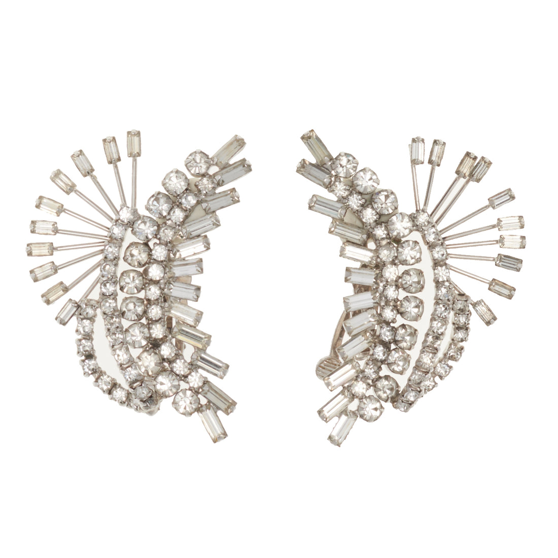 PEACOCK RHINESTONE EAR CLIMBERS