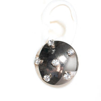 CHROME & CRYSTAL VINTAGE EARRING
