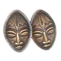 OVERSIZED TRIBAL MASK VINTAGE CLIP EARRINGS
