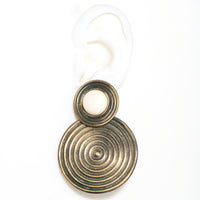 IVORY & GOLD SPIRAL DROP VINTAGE CLIP EARRING