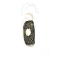 WOVEN IVORY & GOLD VINTAGE CLIP EARRING