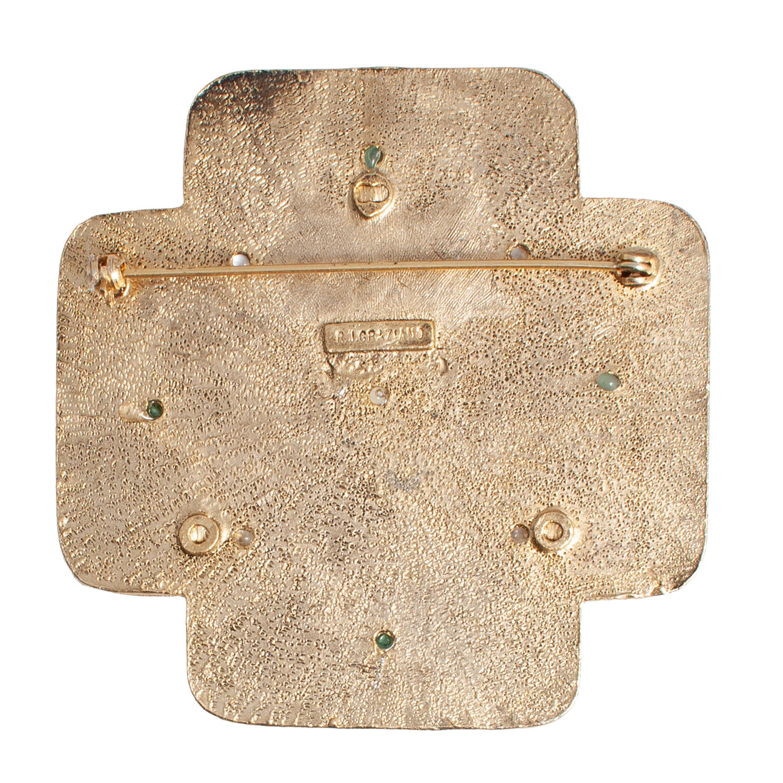 CABOCHON MALTESE CROSS BROOCH