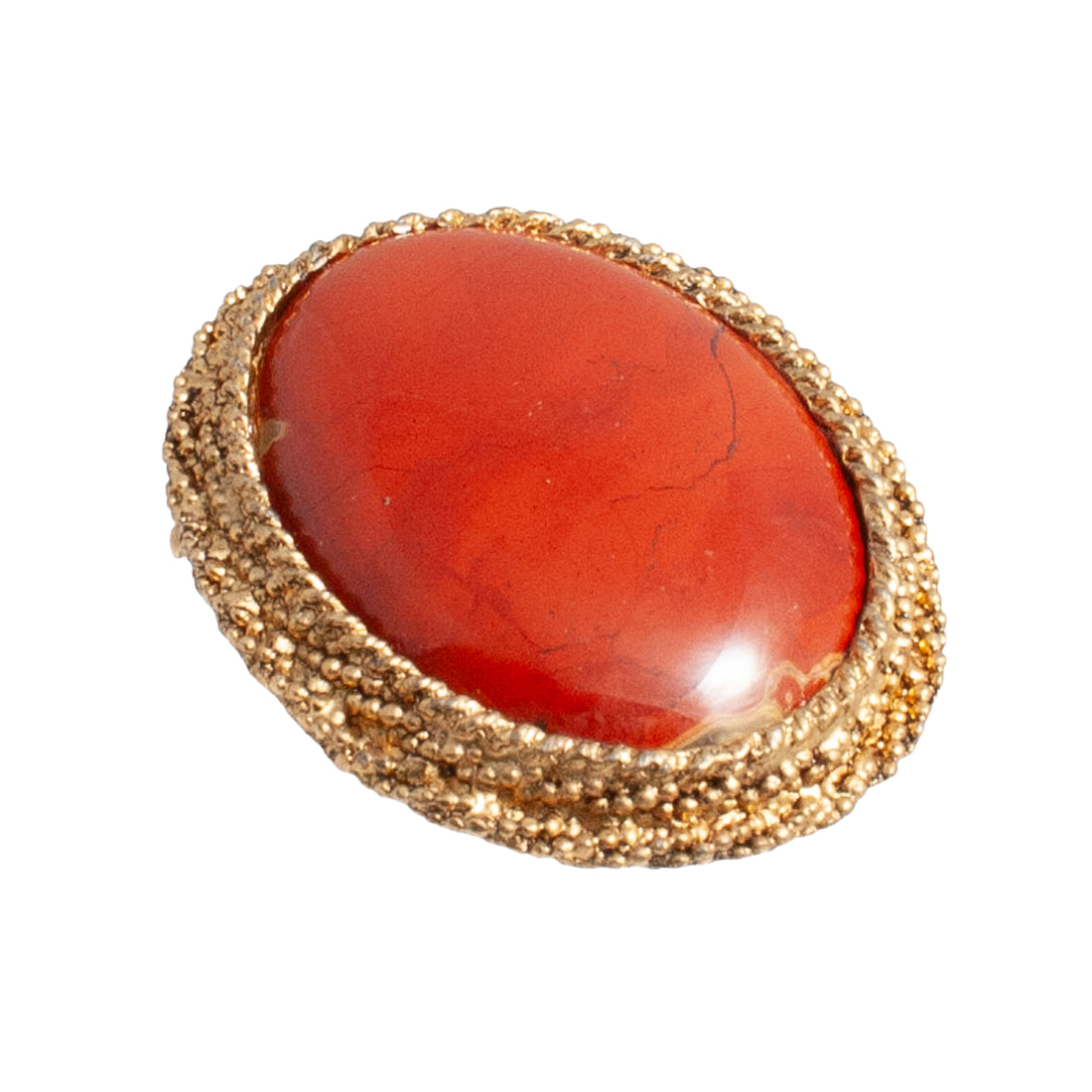 RED GLASS STONE BROOCH