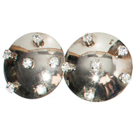 CHROME & CRYSTAL VINTAGE EARRING