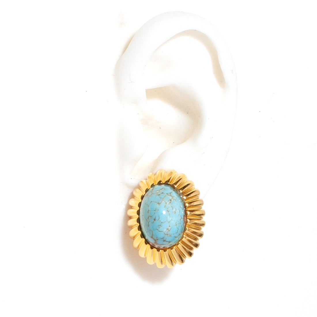 CLASSIC TURQUOISE VINTAGE CLIP ON EARRING