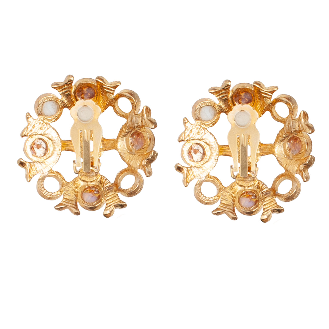 OVERSIZED VINTAGE PINK CABOCHON CROSS EARRING
