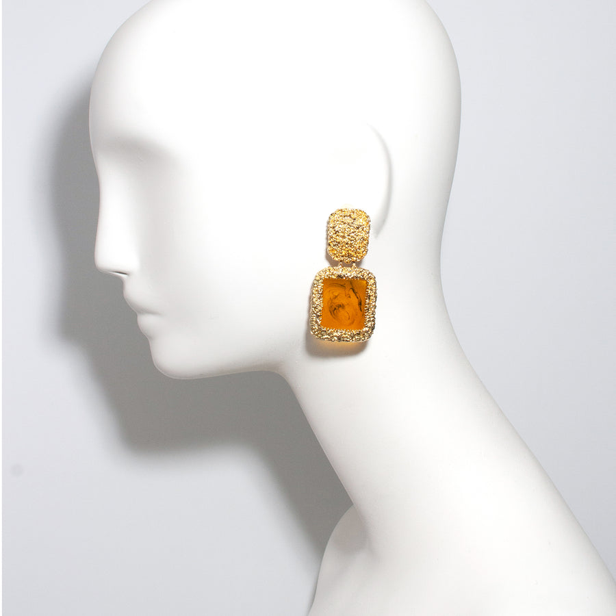 Golden Frame Drop Earrings