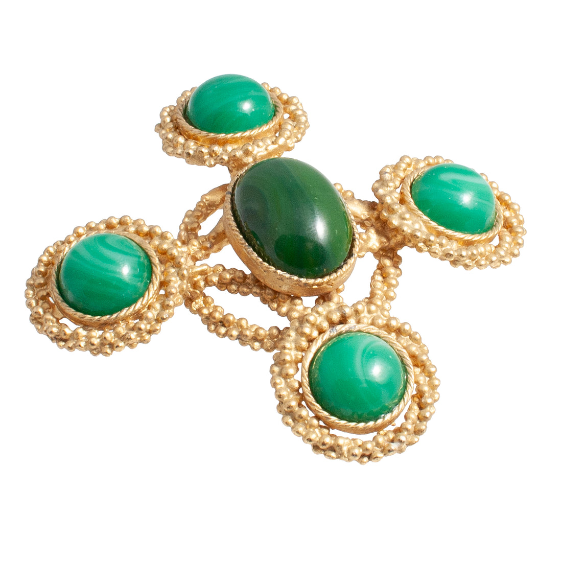 VINTAGE OVERSIZED GREEN STONE BROOCH