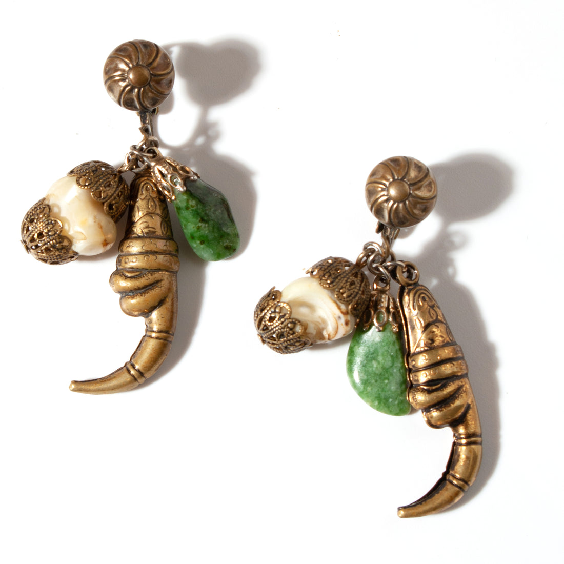 JADE & PEARL CHARM EARRING