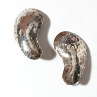 STERLING SILVER HAMMERED BEAN EARRING