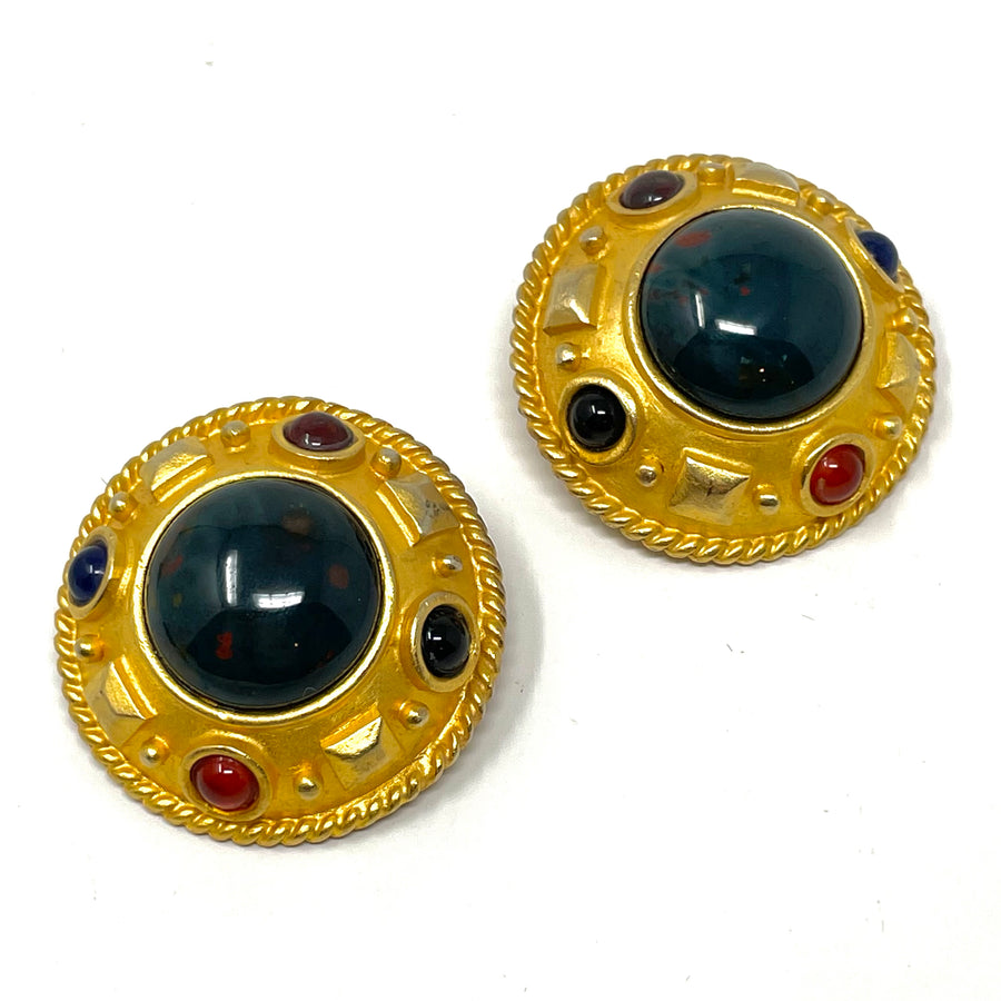 PATTI HORN MEDALLION EARRINGS