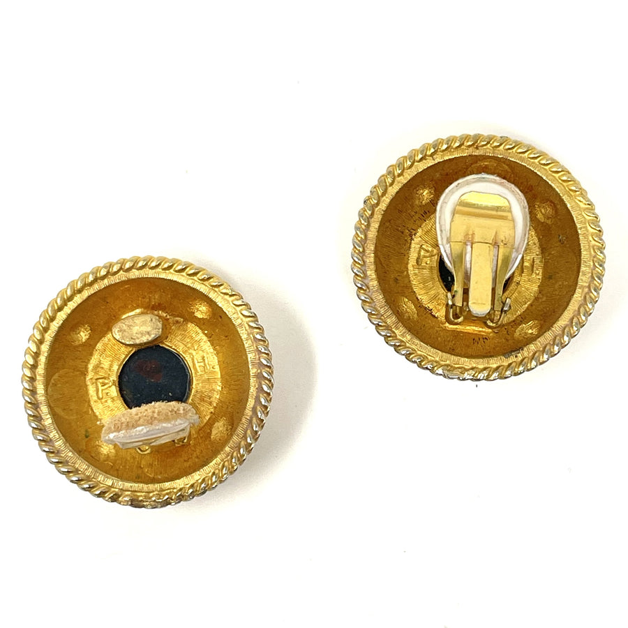 PATTI HORN MEDALLION EARRINGS